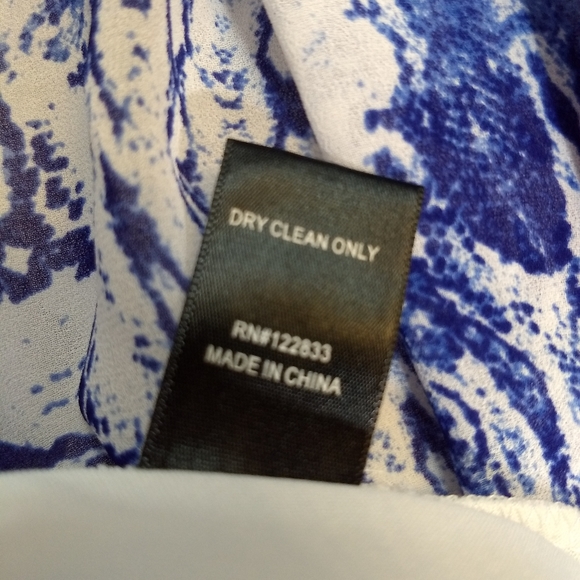 Ark & Co. Intricately Draped Polyester Dress, Blue/White Abstract Print, Size M - Picture 14 of 16